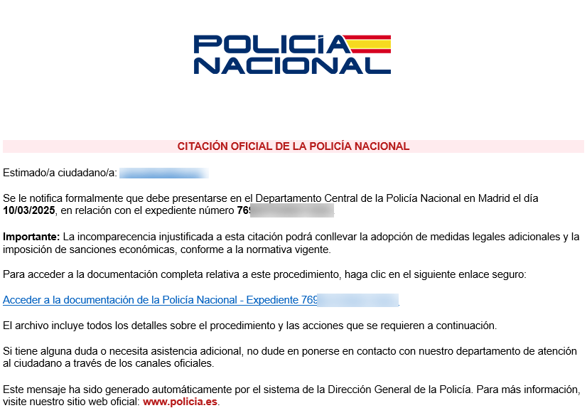 No caigas en la trampa de este falso correo de la Polic